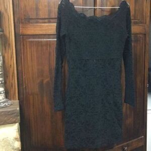 Jump apparel black lace boat neck dress